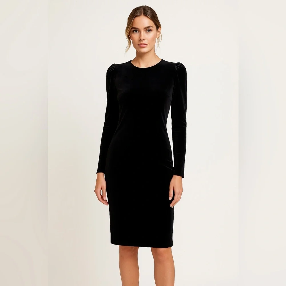 π€ Motherhood Maternity Black Velvet Sheath Dress π€ - Picture 15 of 16
